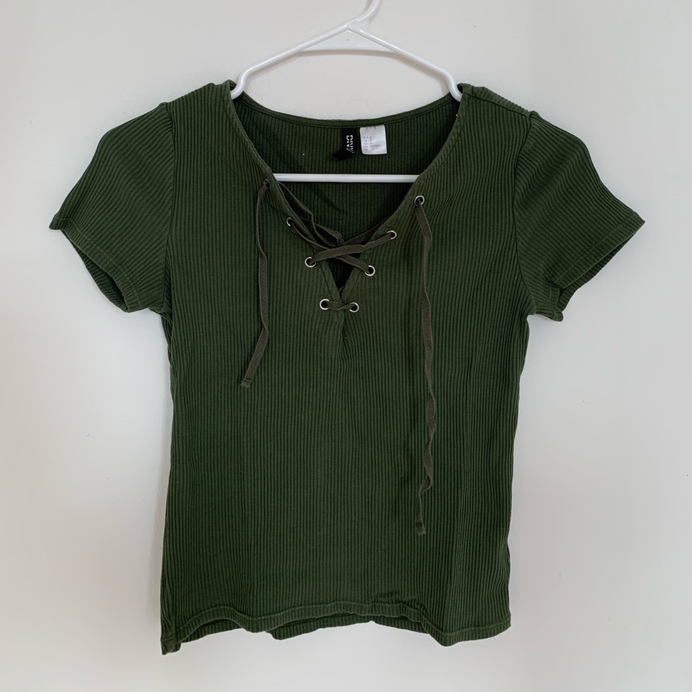 Green Short Sleeve Cotton Tee by H&M Size S